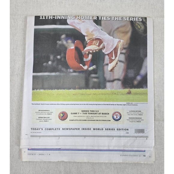 3 St. Louis Post-Dispatch 2011 Cardinals Newspapers – NL Champs & World Series - Picture 10 of 16
